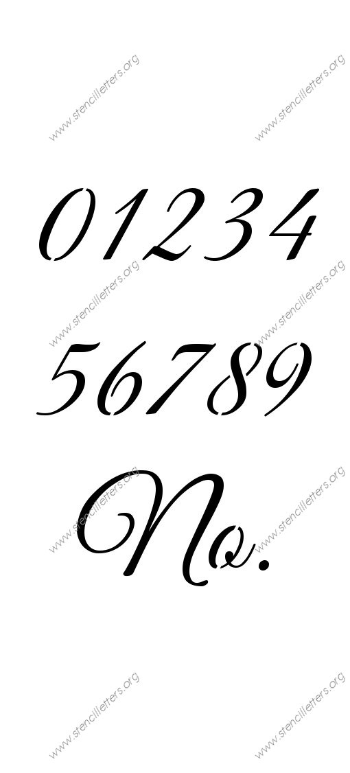 Elegant Calligraphy Number Stencil