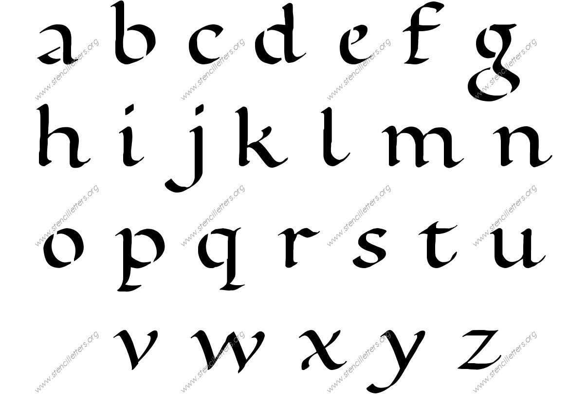 Decorative Writing Calligraphy A to Z lowercase letter stencils
