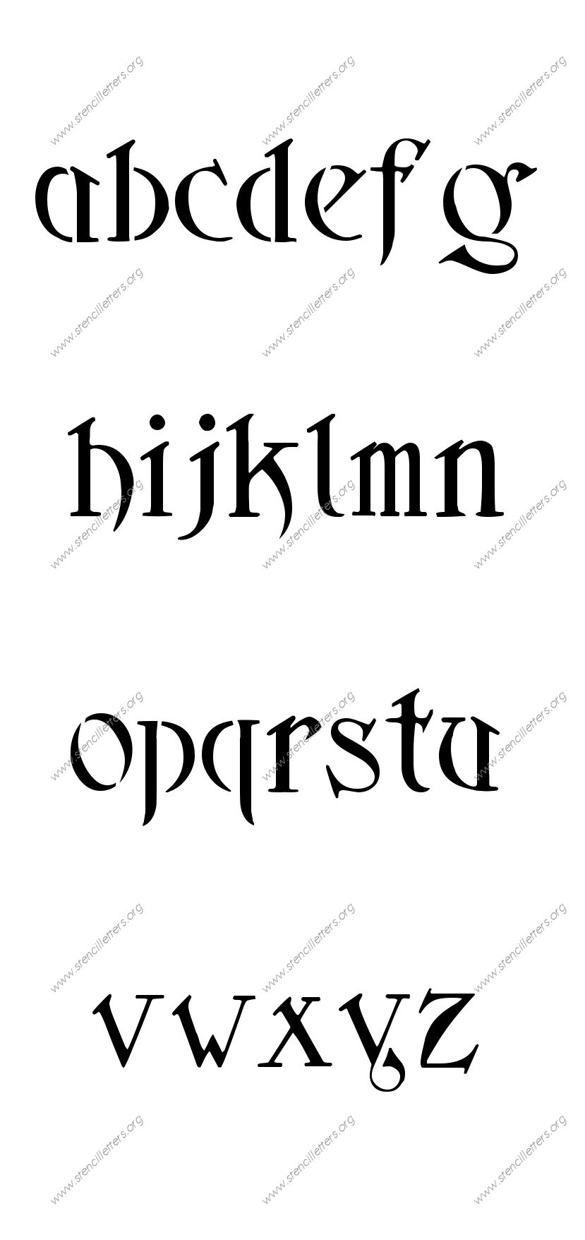 Fantasy Art Nouveau A to Z lowercase letter stencils