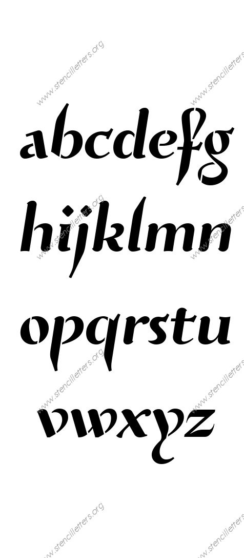 Cursive Flowing A to Z lowercase letter stencils