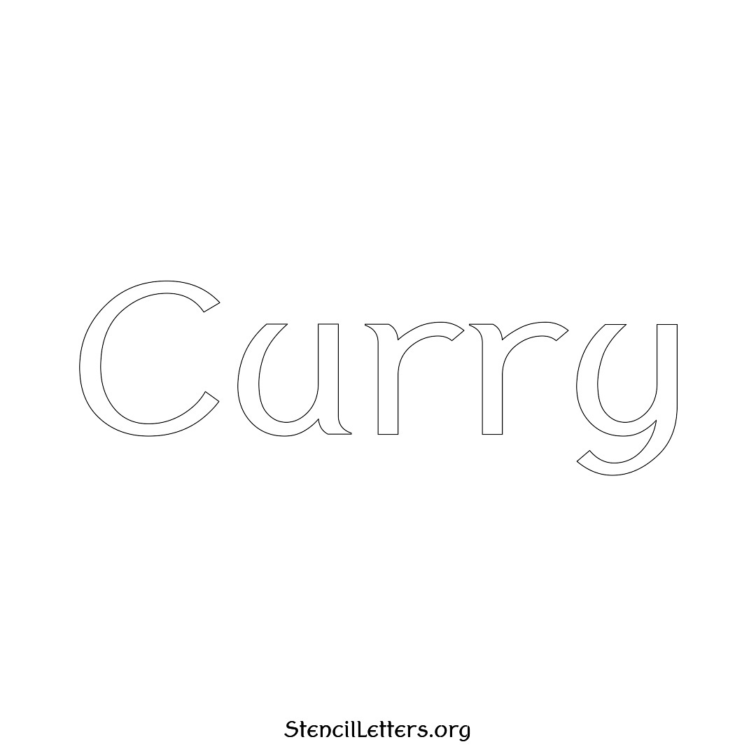 Curry name stencil in Ancient Lettering