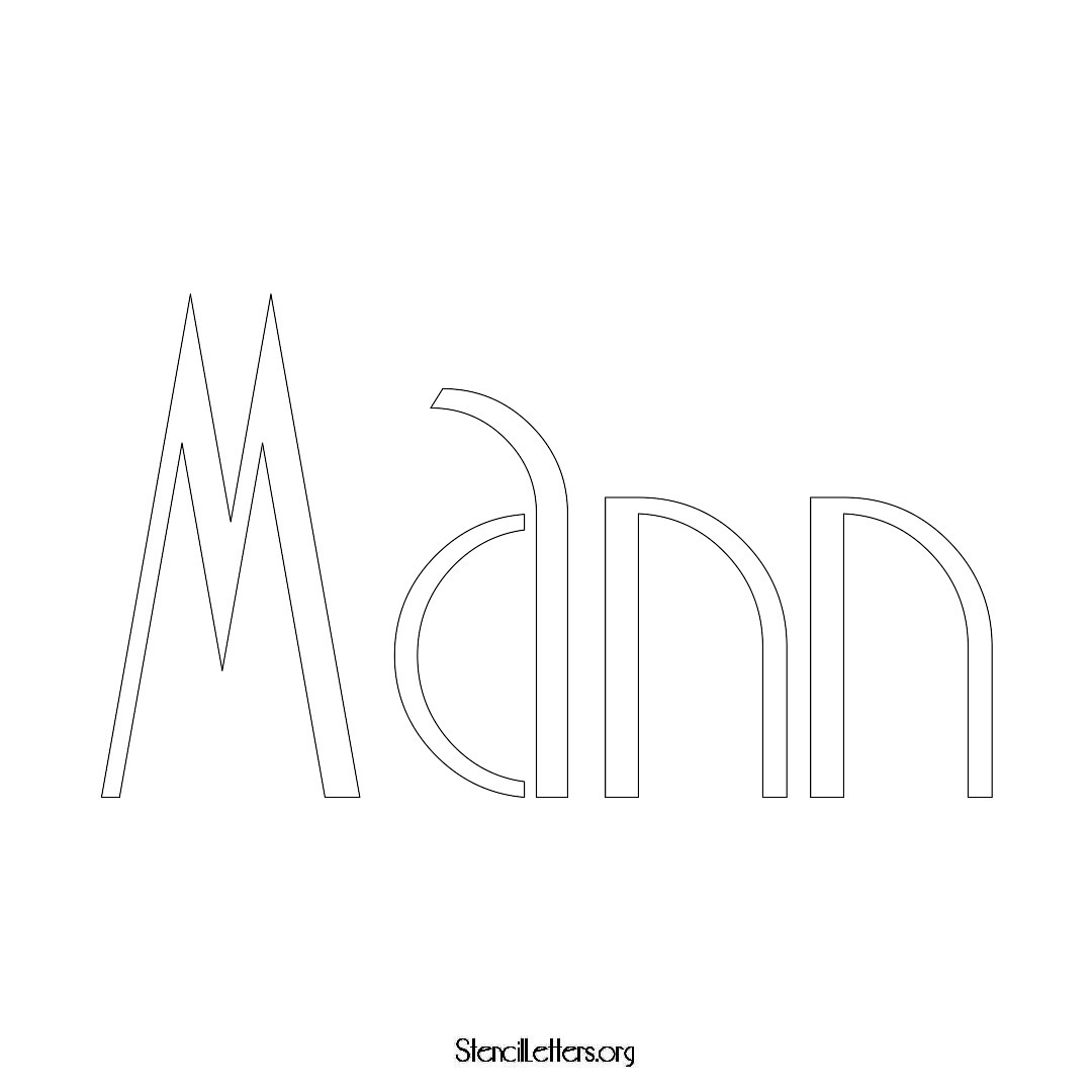 Mann name stencil in Art Deco Lettering