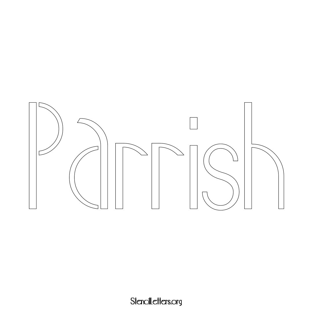 Parrish name stencil in Art Deco Lettering