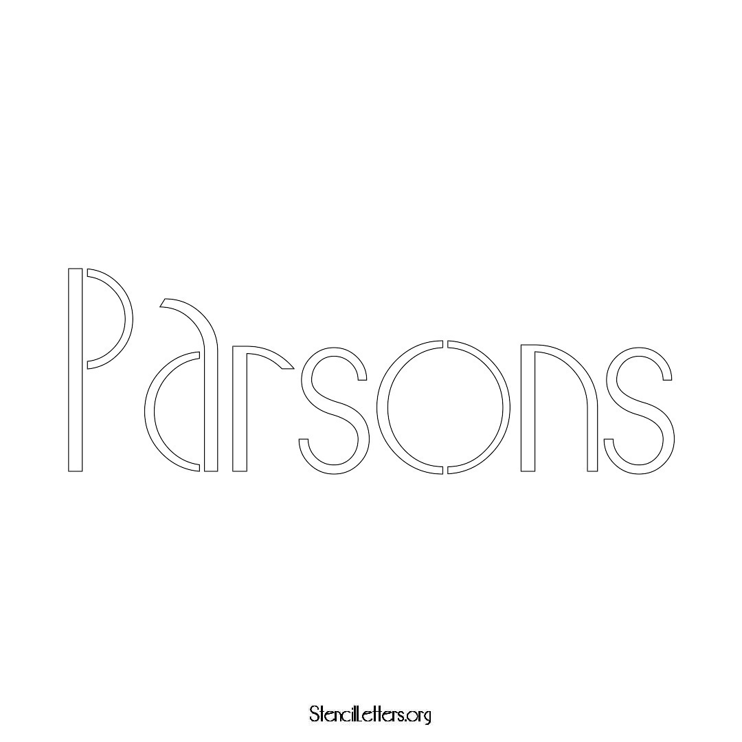 Parsons name stencil in Art Deco Lettering