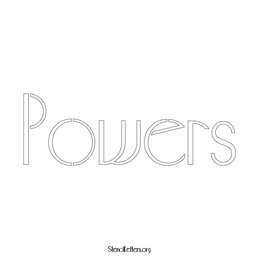 Powers name stencil in Art Deco Lettering
