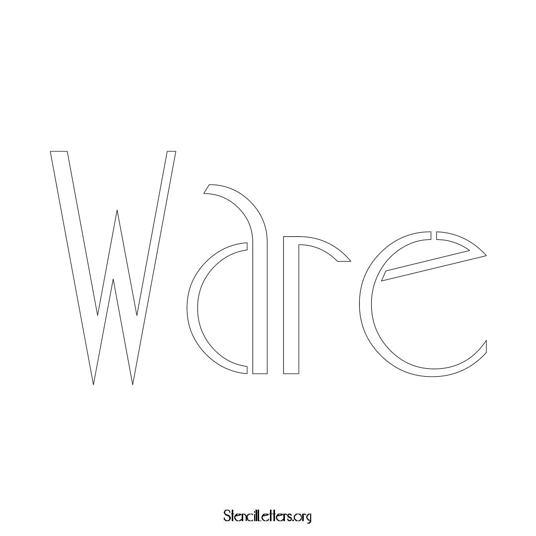 Ware name stencil in Art Deco Lettering