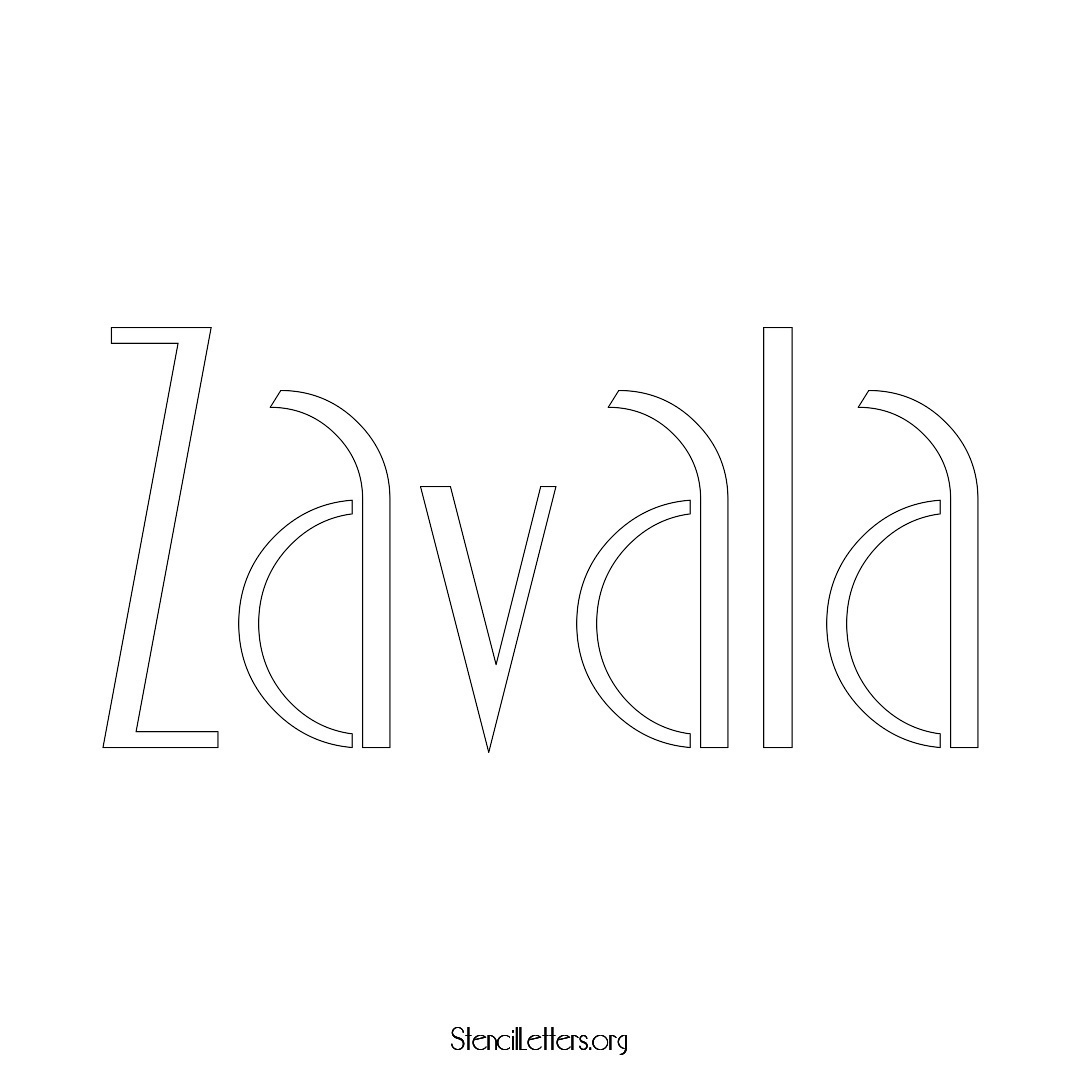 Zavala name stencil in Art Deco Lettering