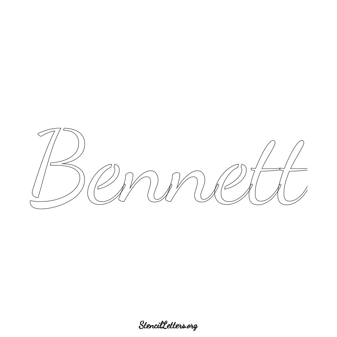 Bennett name stencil in Cursive Script Lettering