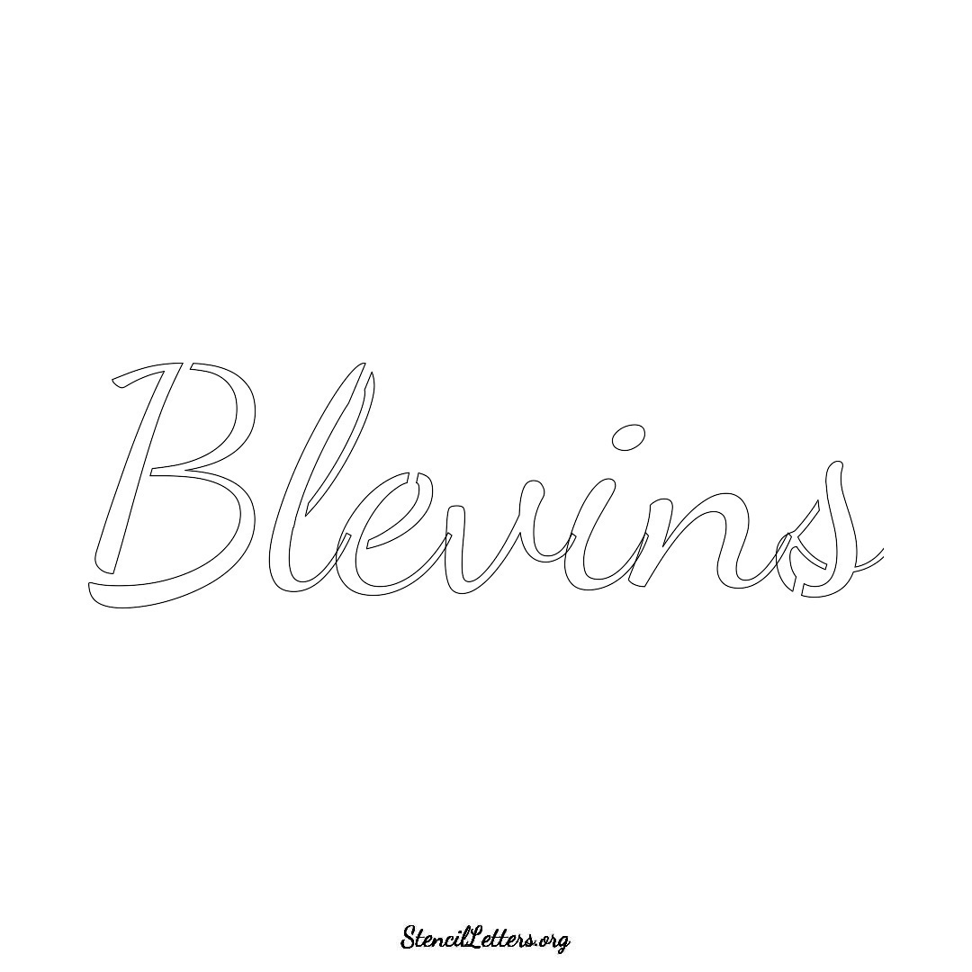 Blevins name stencil in Cursive Script Lettering