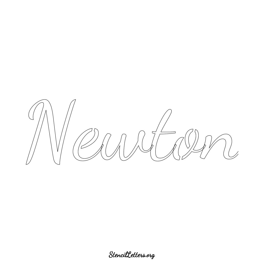 Newton name stencil in Cursive Script Lettering