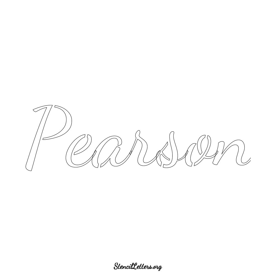 Pearson name stencil in Cursive Script Lettering