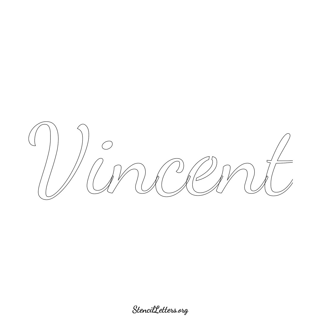 Vincent name stencil in Cursive Script Lettering