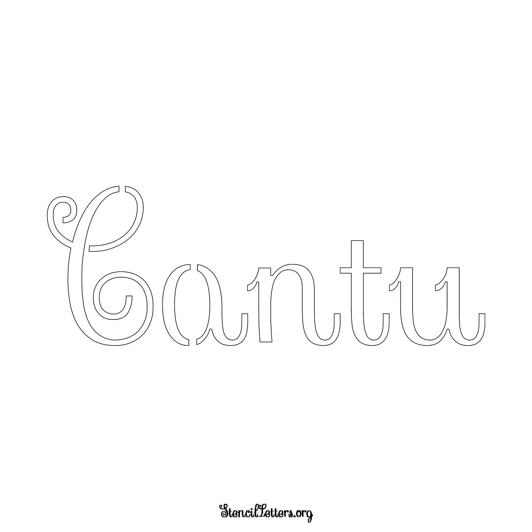 Cantu name stencil in Ornamental Cursive Lettering