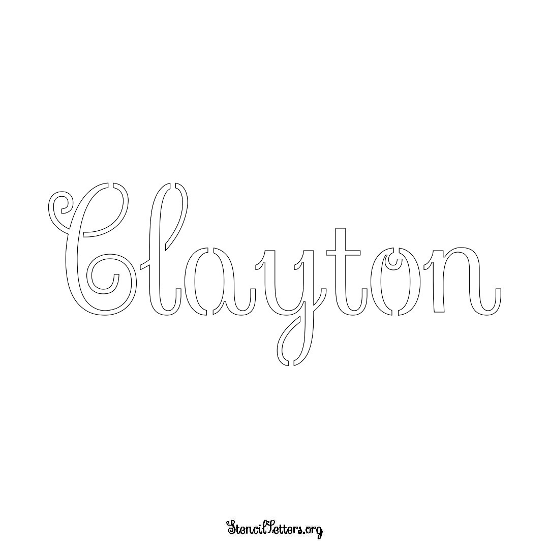 Clayton name stencil in Ornamental Cursive Lettering
