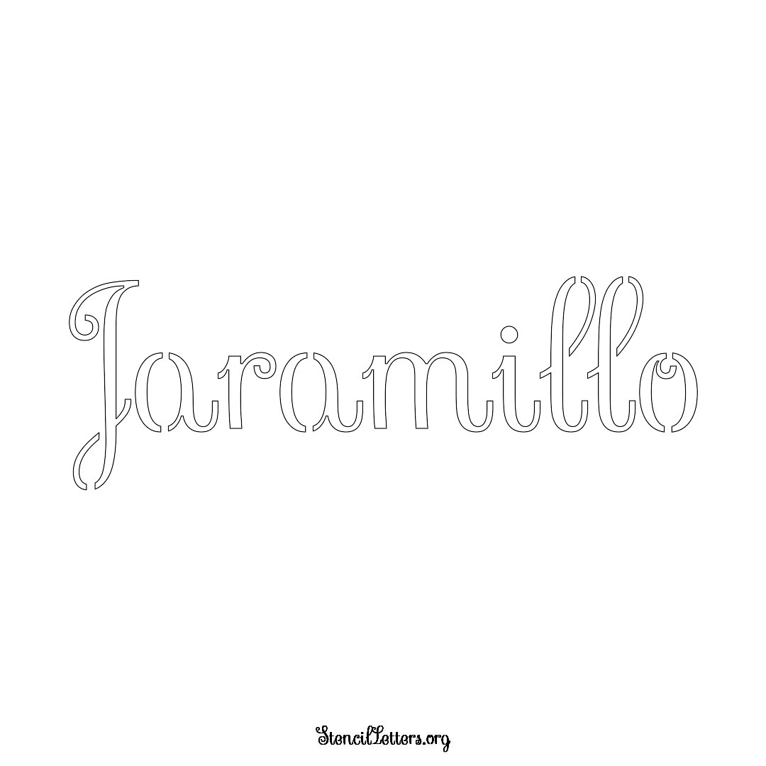 Jaramillo name stencil in Ornamental Cursive Lettering