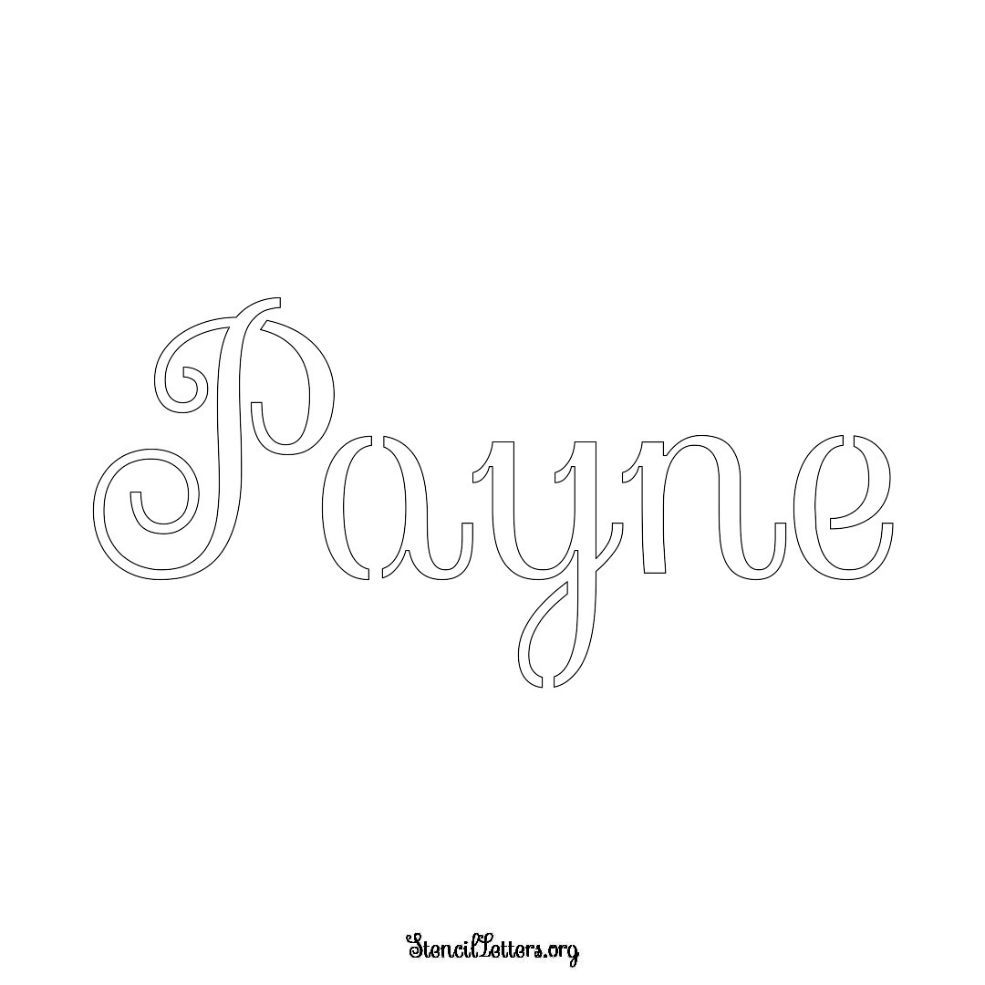 Payne name stencil in Ornamental Cursive Lettering