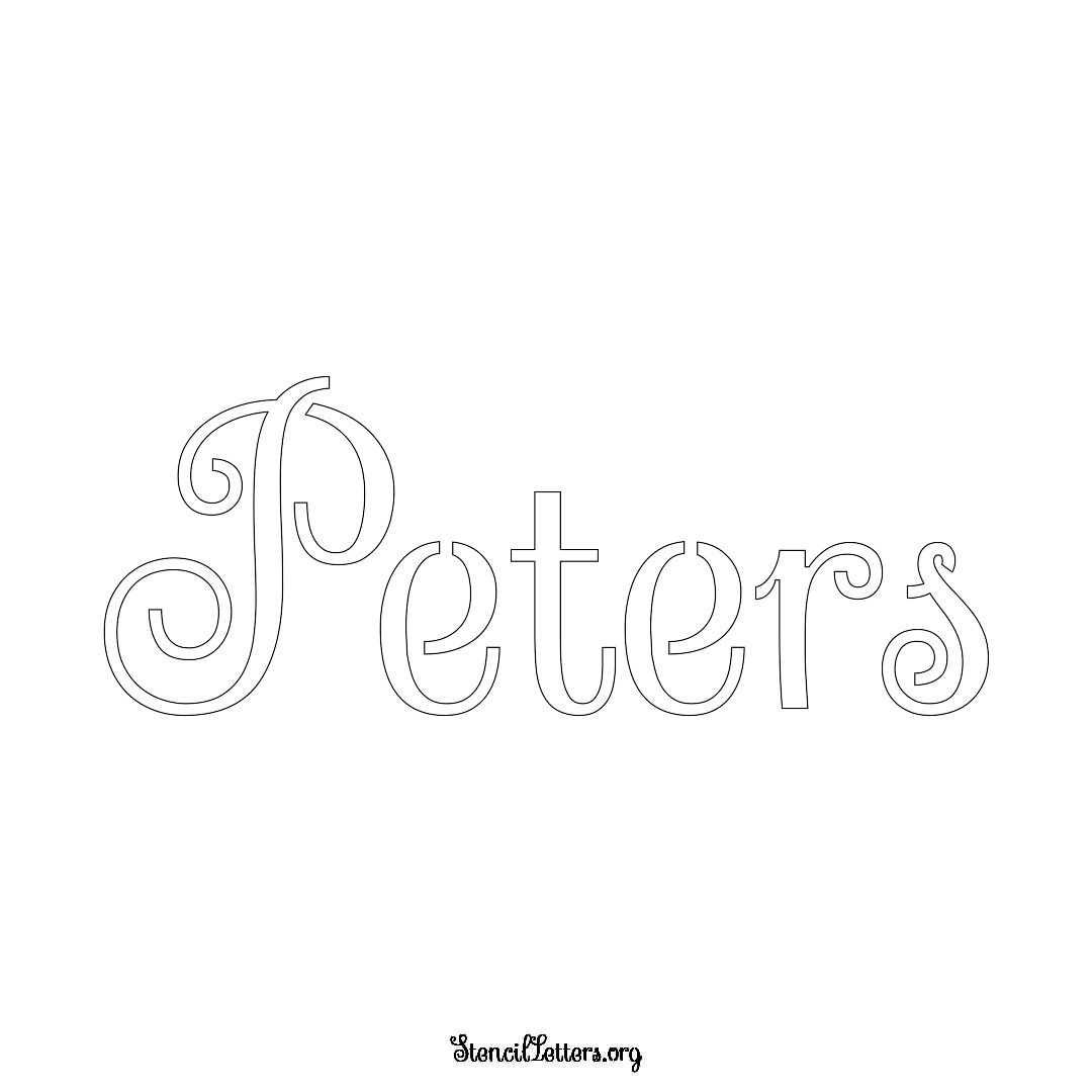 Peters name stencil in Ornamental Cursive Lettering