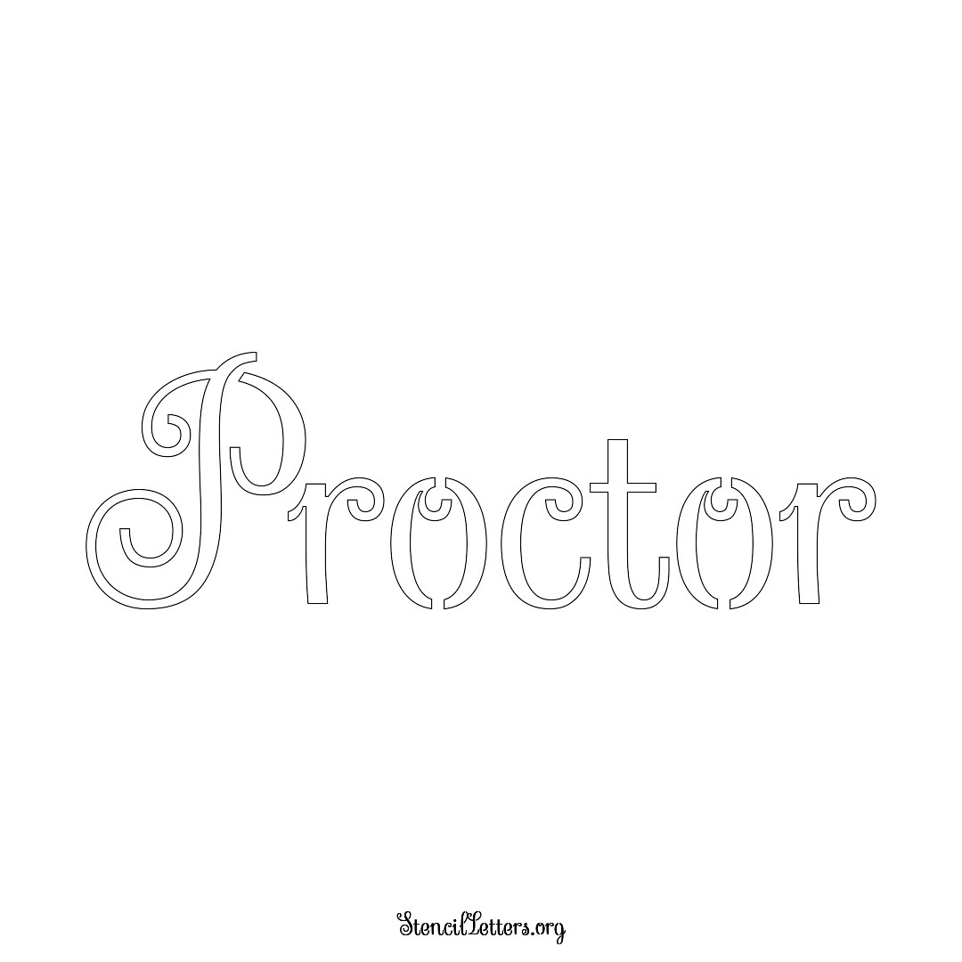 Proctor name stencil in Ornamental Cursive Lettering