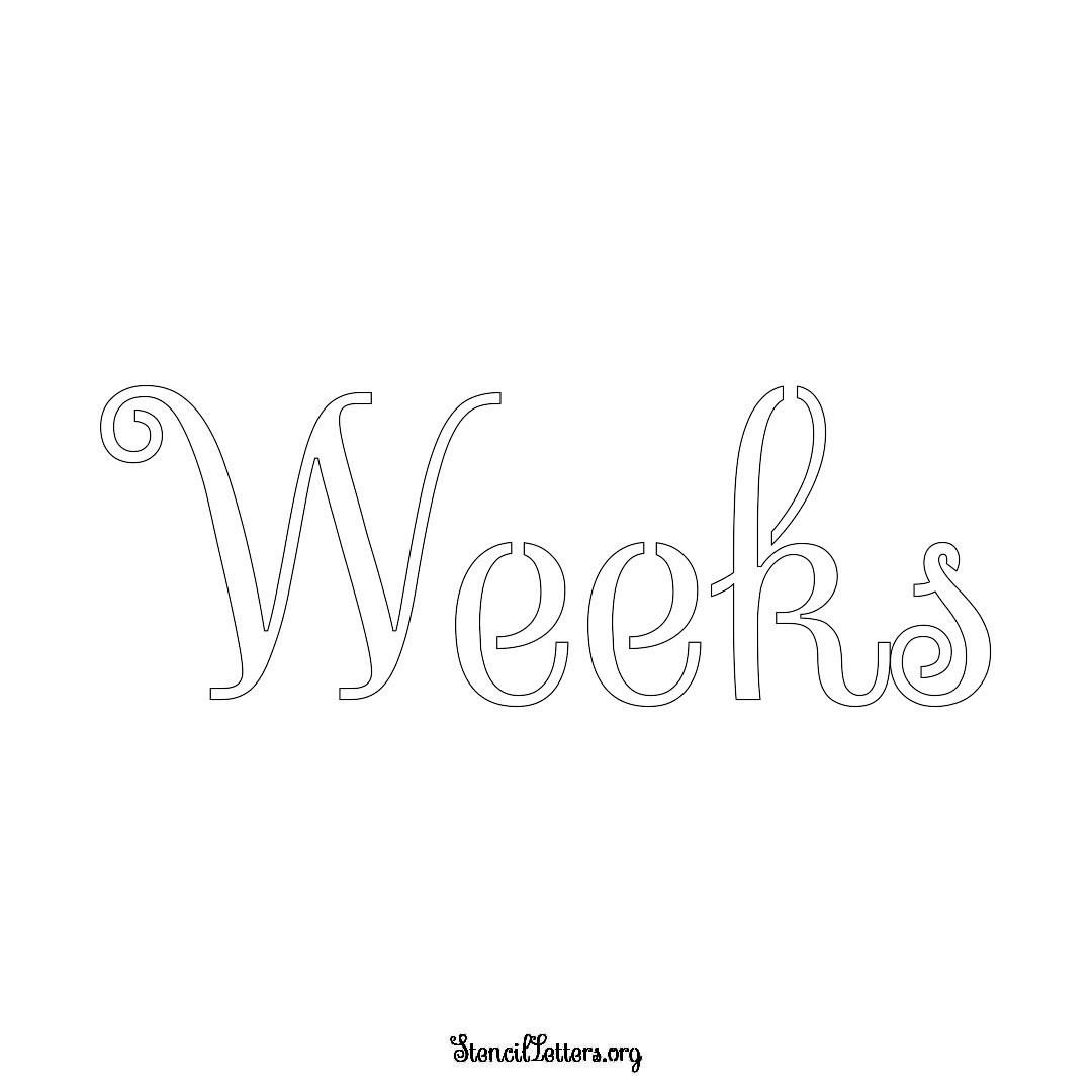 Weeks name stencil in Ornamental Cursive Lettering