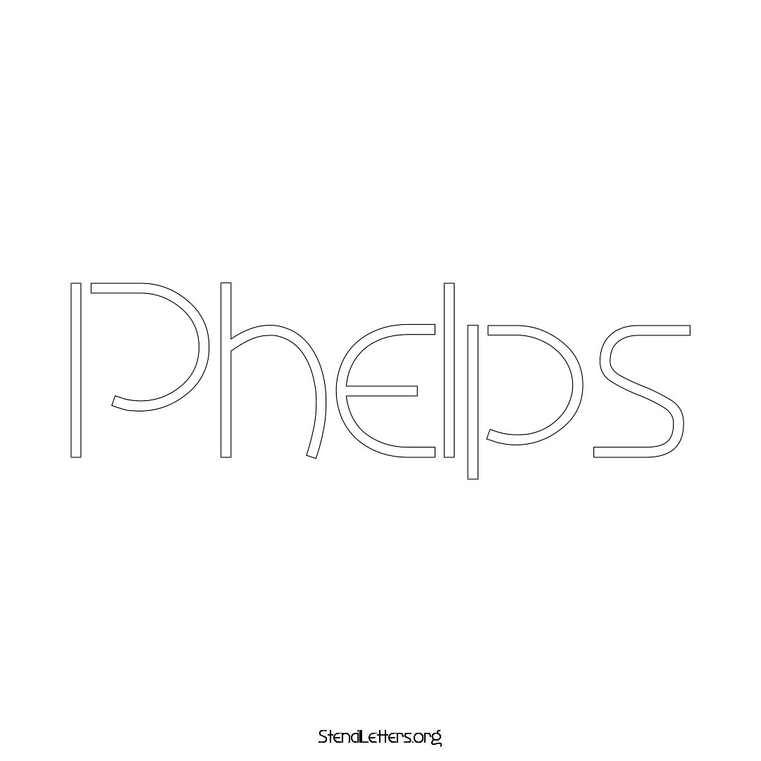 Phelps name stencil in Simple Elegant Lettering