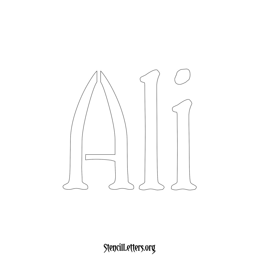 Ali name stencil in Vintage Brush Lettering