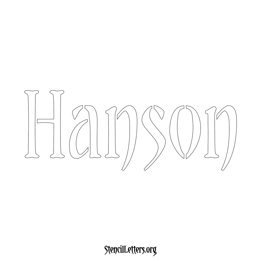 Hanson name stencil in Vintage Brush Lettering