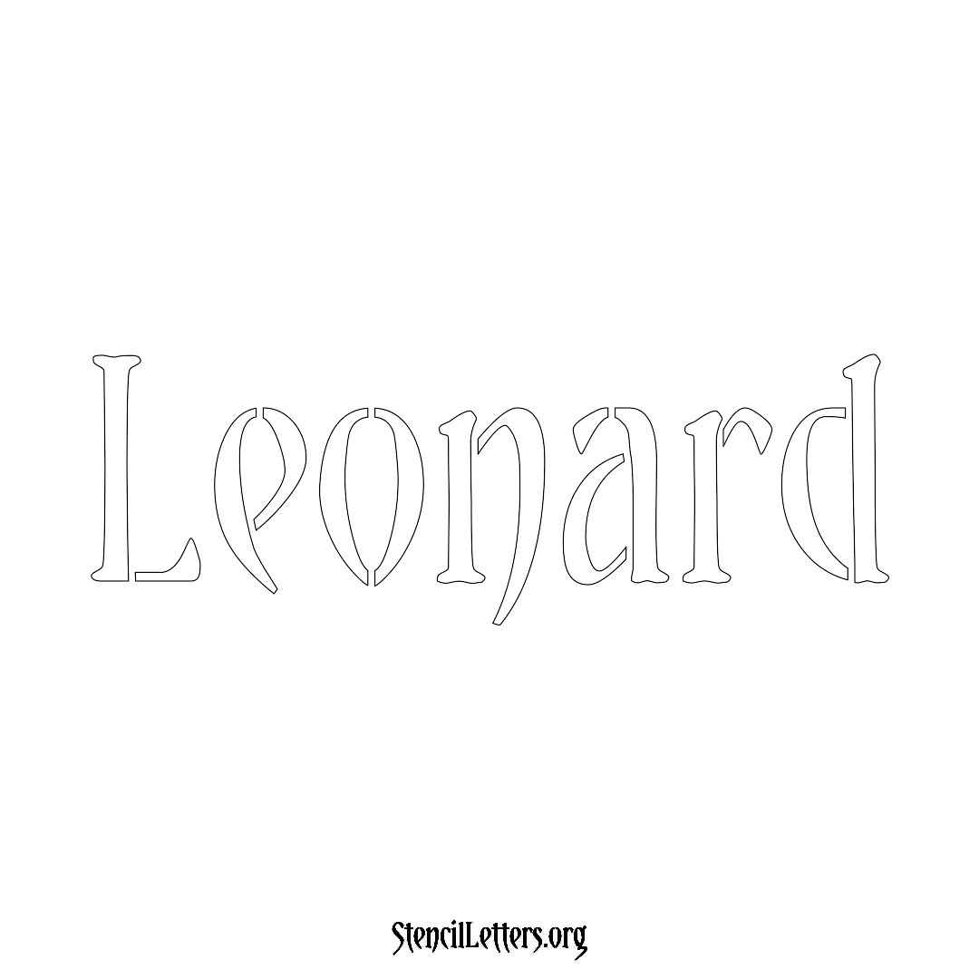 Leonard name stencil in Vintage Brush Lettering