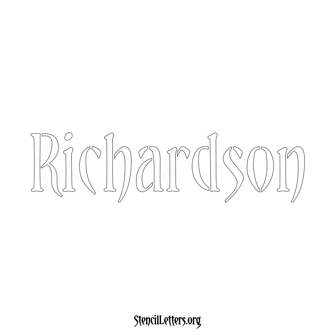 Richardson name stencil in Vintage Brush Lettering