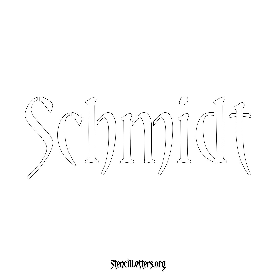 Schmidt name stencil in Vintage Brush Lettering