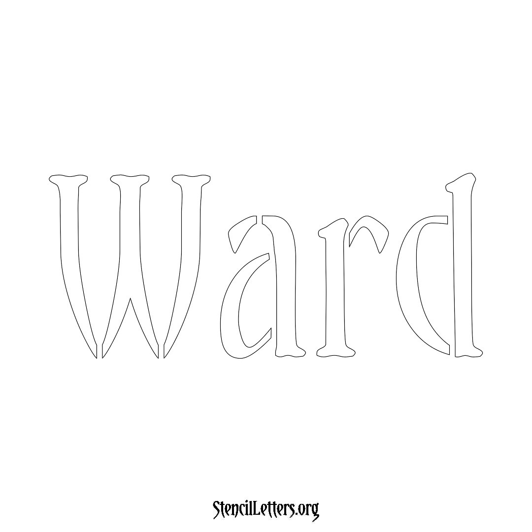 Ward name stencil in Vintage Brush Lettering