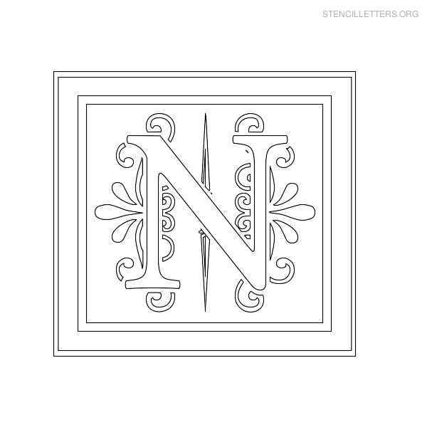 Stencil Letter Decorative N