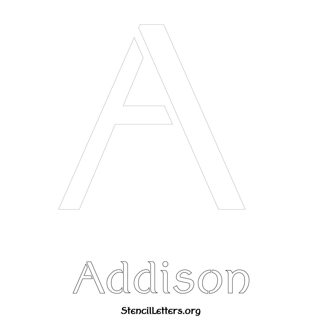 Addison printable name initial stencil in Ancient Lettering