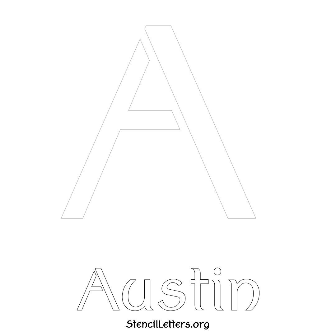 Austin printable name initial stencil in Ancient Lettering