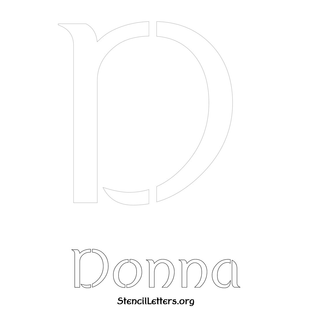 Donna printable name initial stencil in Ancient Lettering
