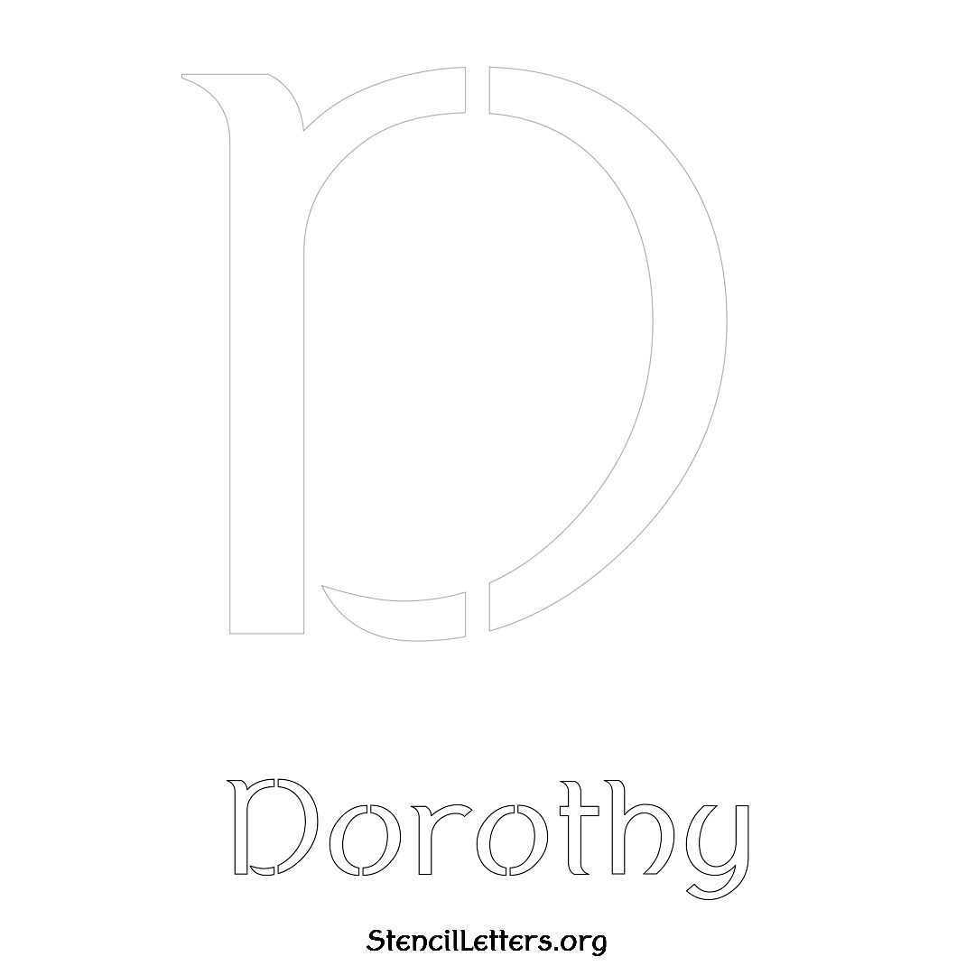 Dorothy printable name initial stencil in Ancient Lettering