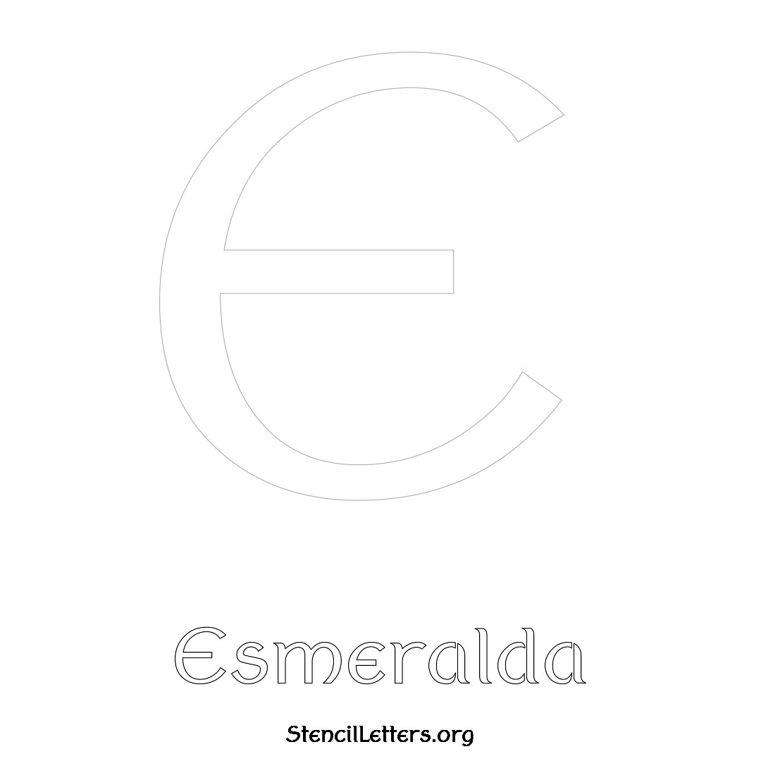 Esmeralda printable name initial stencil in Ancient Lettering