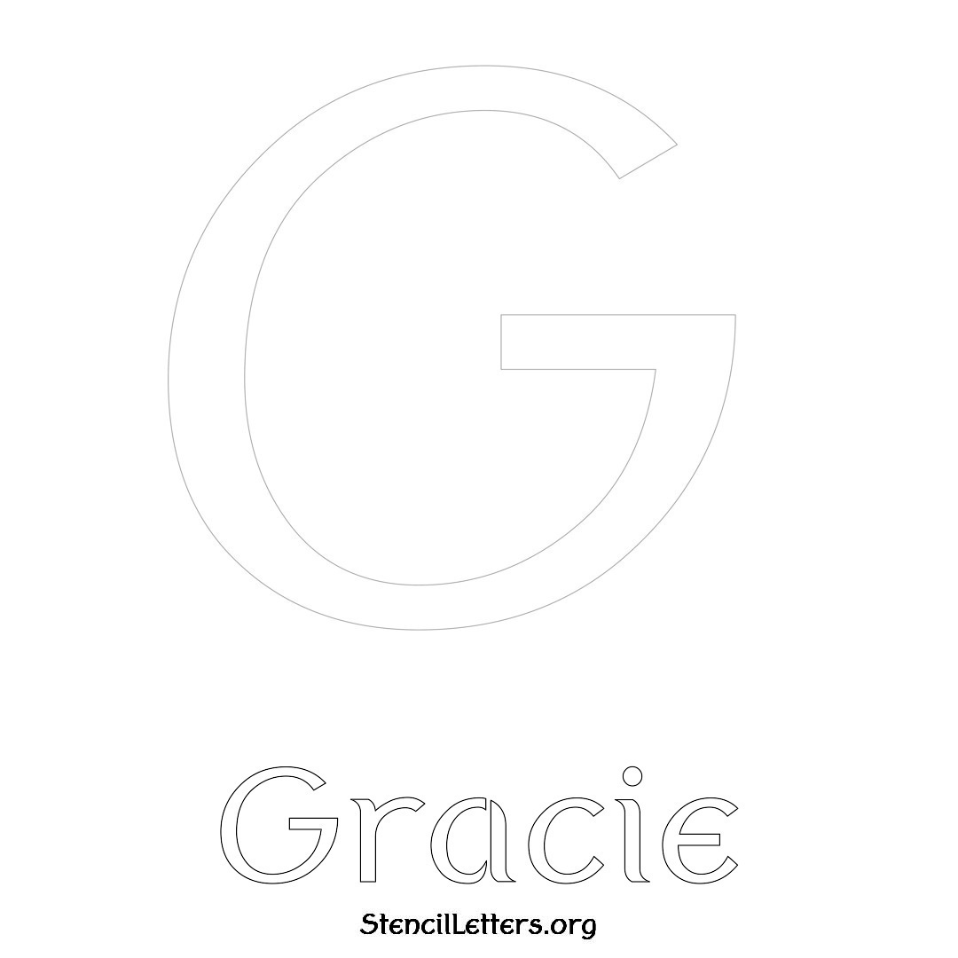Gracie printable name initial stencil in Ancient Lettering