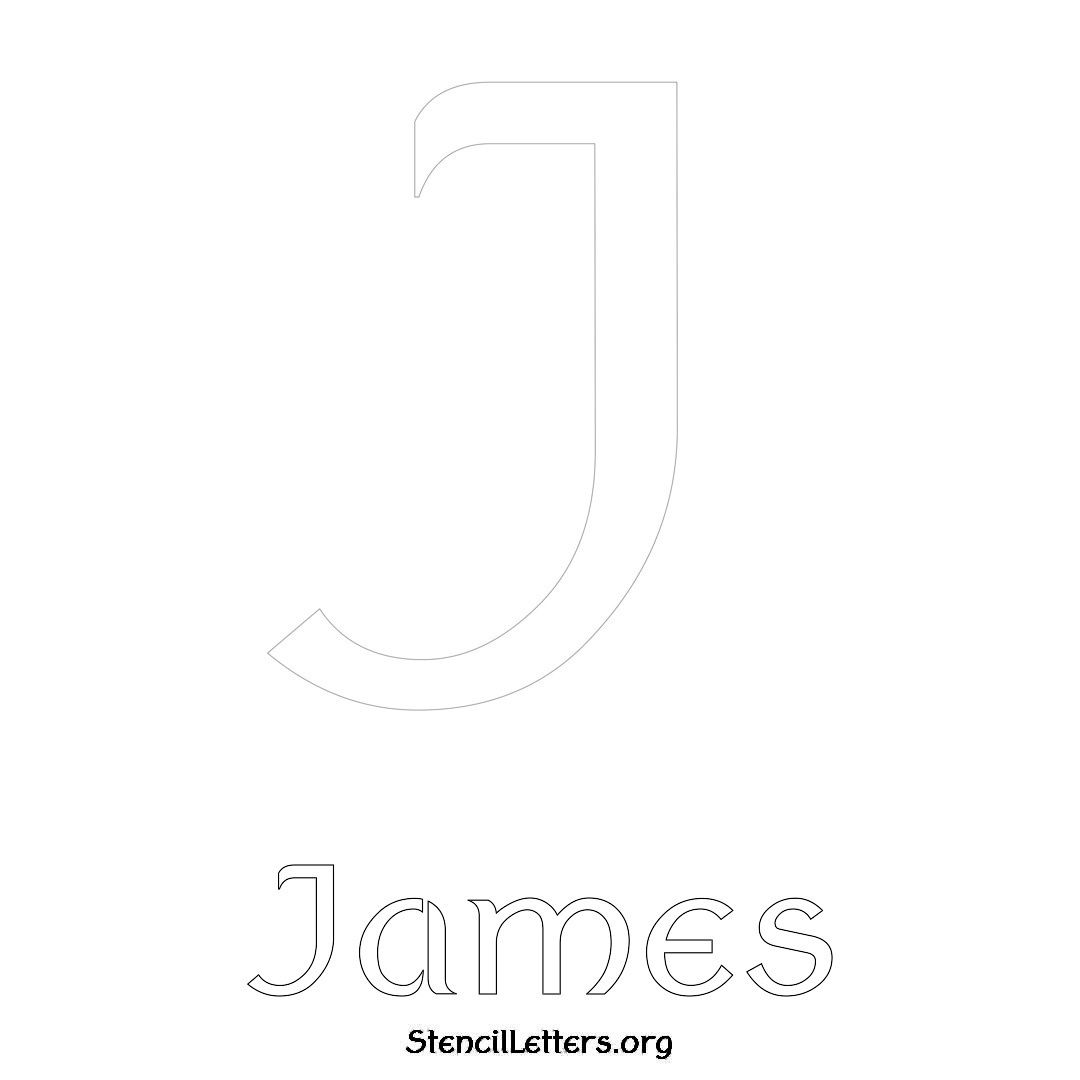 James printable name initial stencil in Ancient Lettering