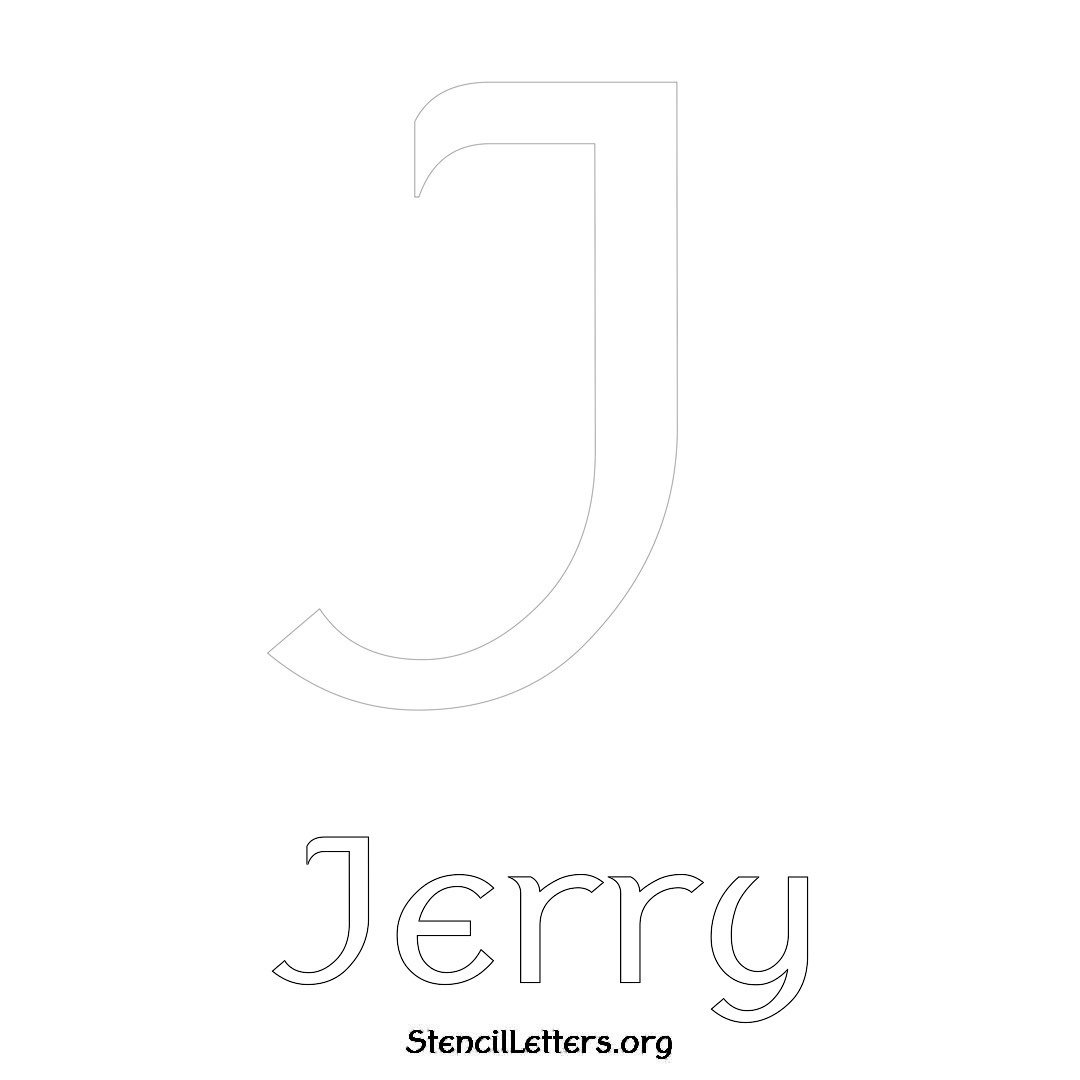 Jerry printable name initial stencil in Ancient Lettering