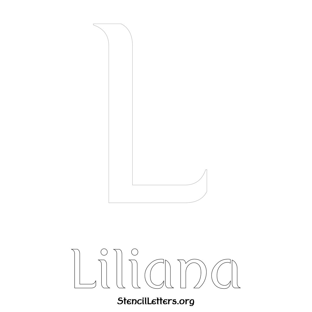 Liliana printable name initial stencil in Ancient Lettering