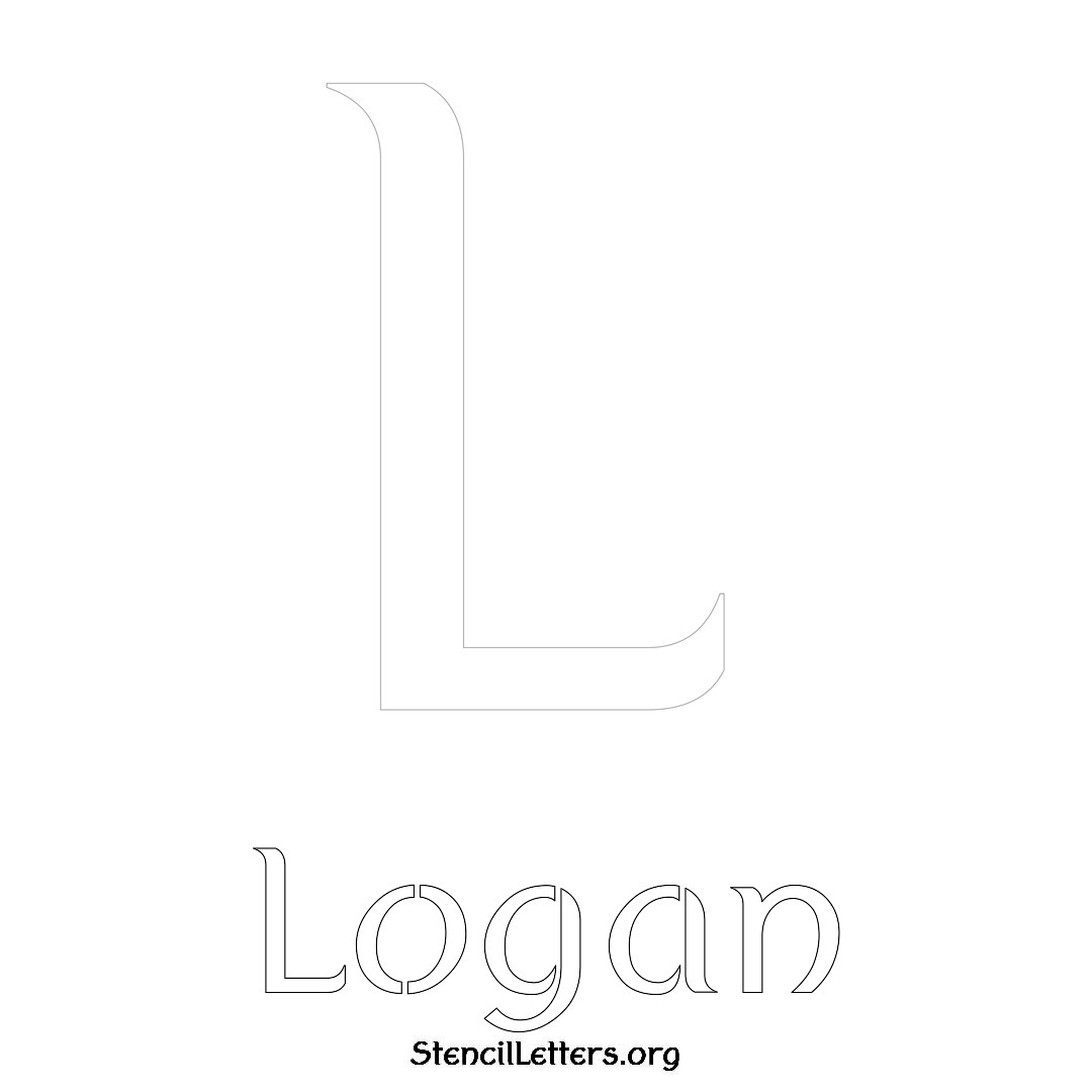 Logan printable name initial stencil in Ancient Lettering