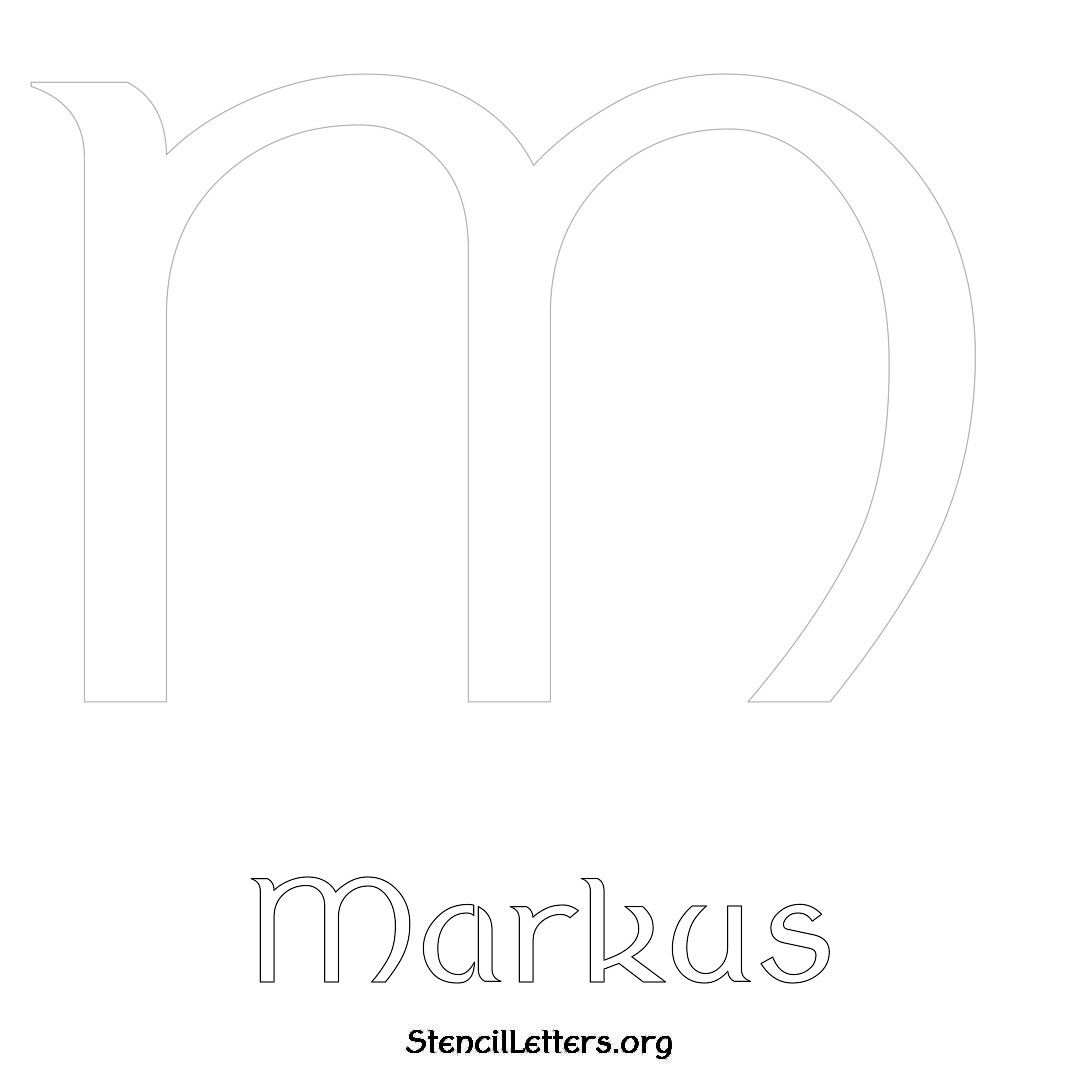 Markus printable name initial stencil in Ancient Lettering