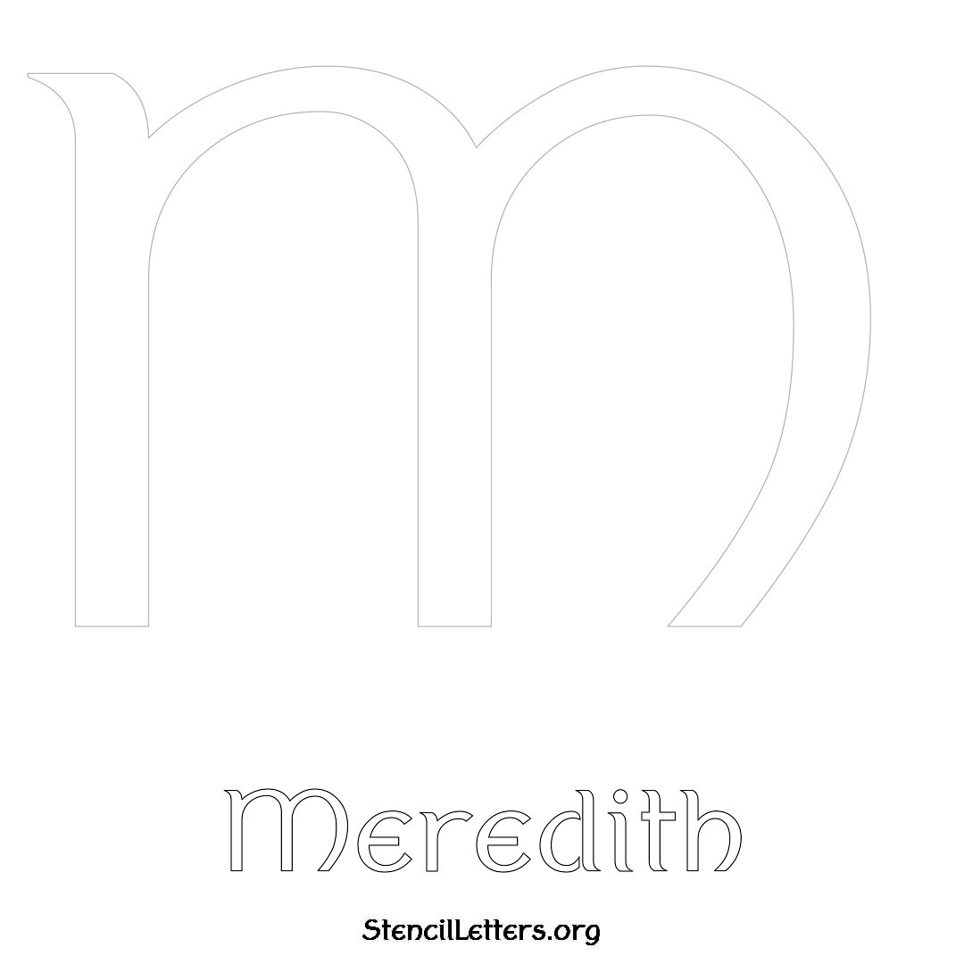Meredith printable name initial stencil in Ancient Lettering
