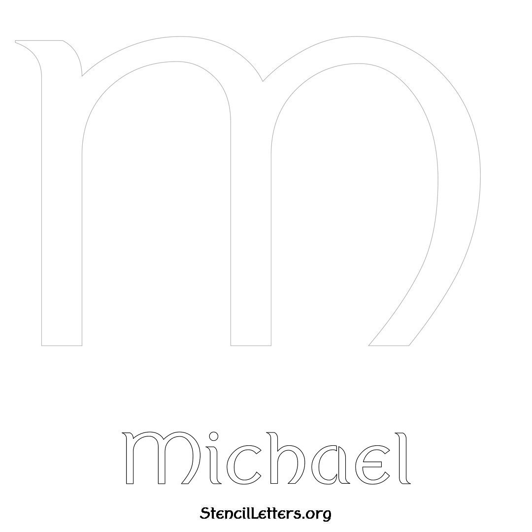 Michael printable name initial stencil in Ancient Lettering
