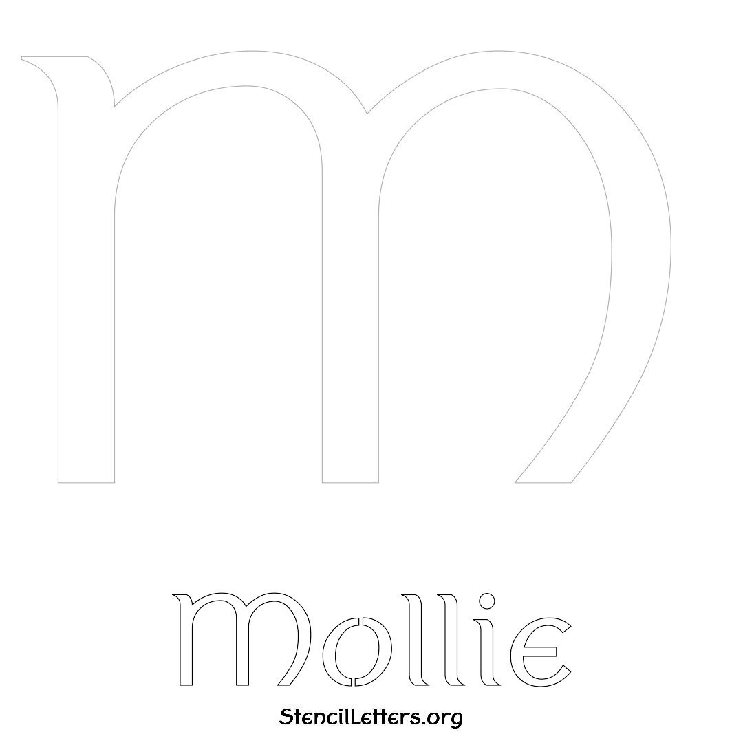 Mollie printable name initial stencil in Ancient Lettering