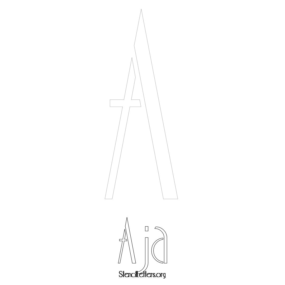 Aja printable name initial stencil in Art Deco Lettering