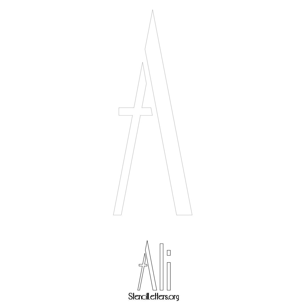 Ali printable name initial stencil in Art Deco Lettering