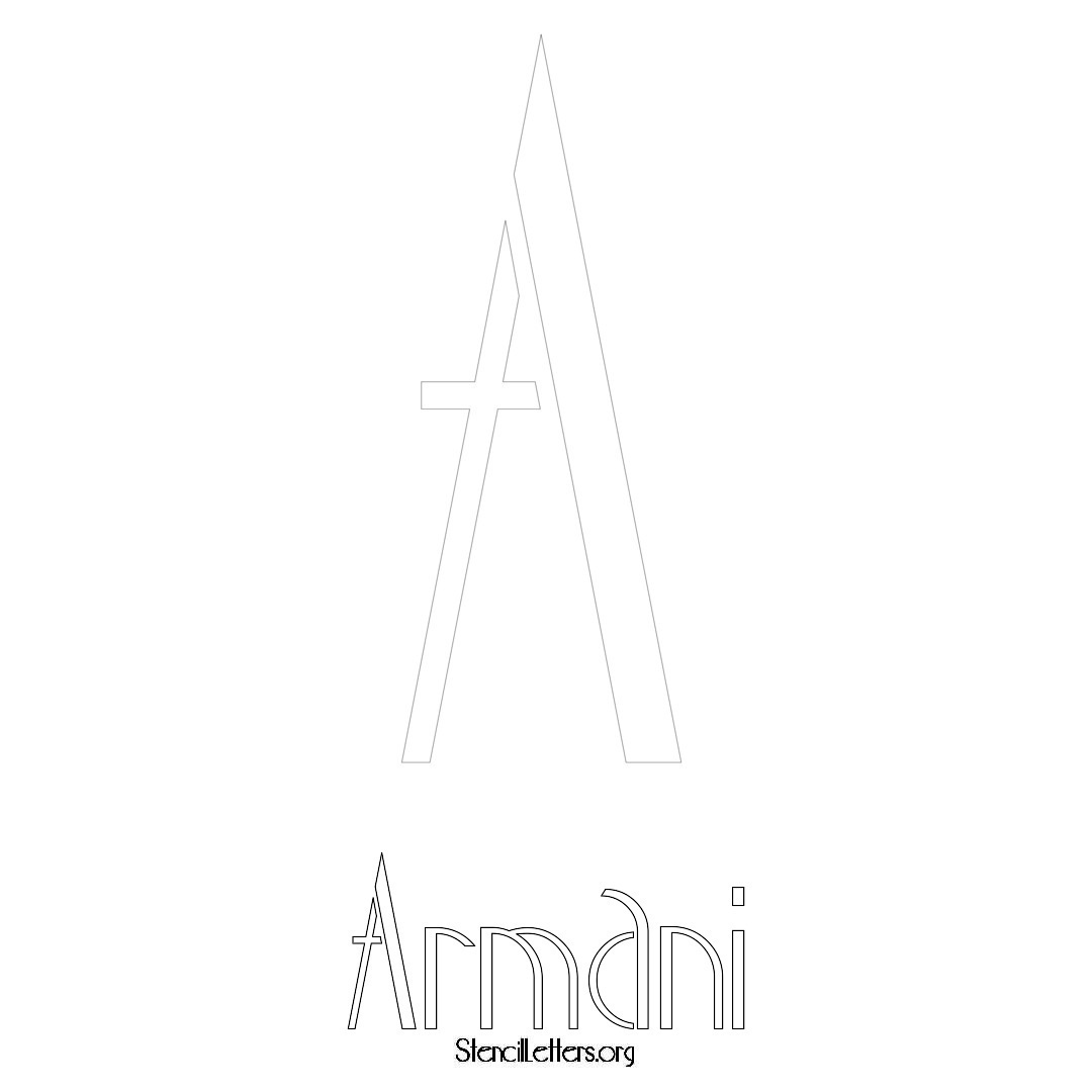 Armani printable name initial stencil in Art Deco Lettering