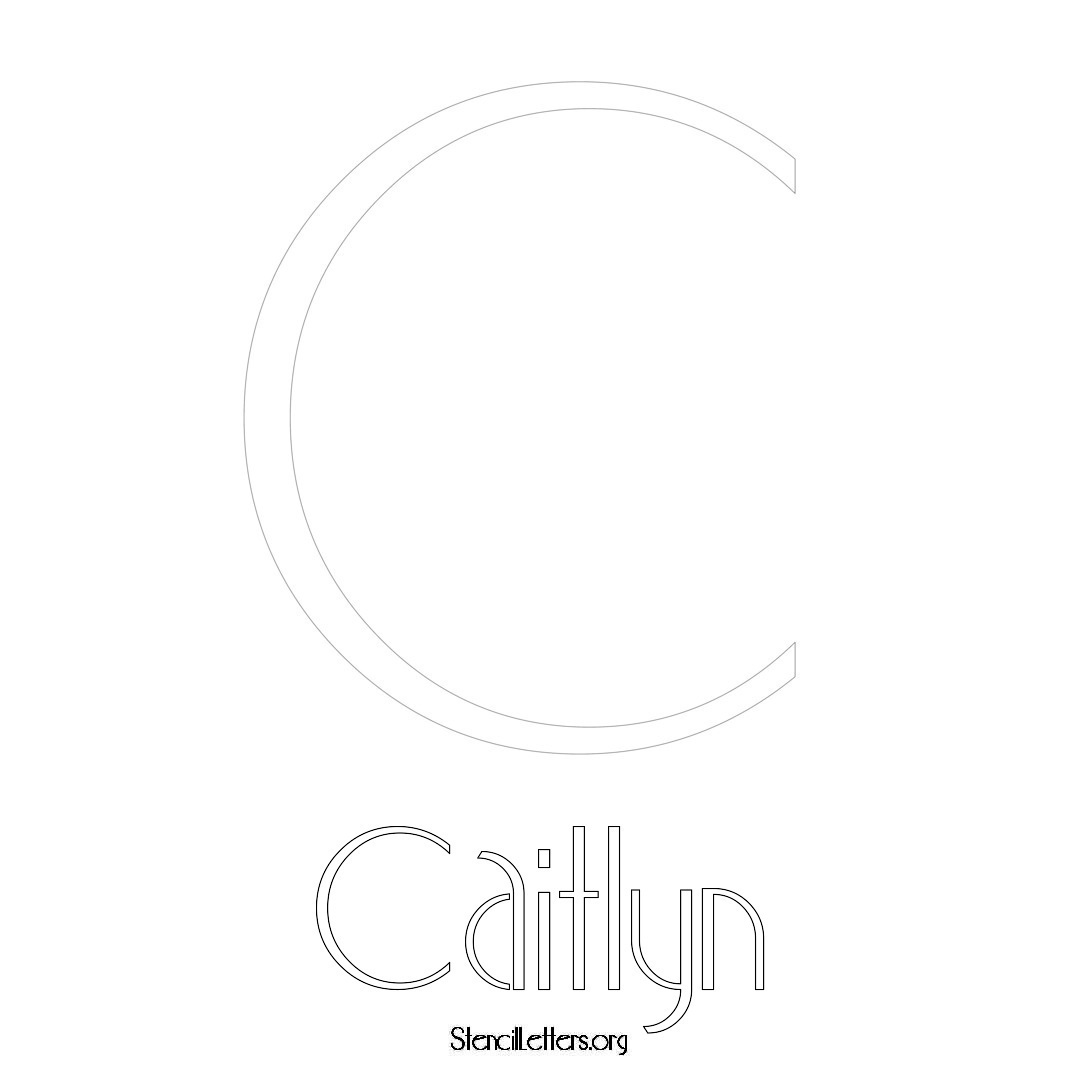 Caitlyn printable name initial stencil in Art Deco Lettering
