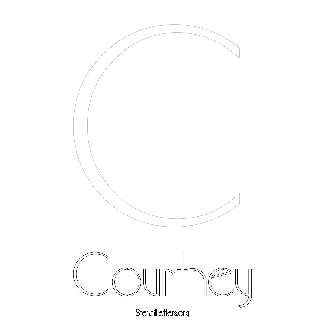 Courtney printable name initial stencil in Art Deco Lettering